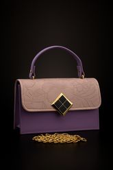 Elegant Lavender & Ivory Floral Embossed Handbag